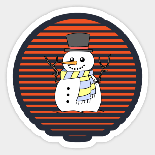 Christmas Cute And Funny Snowman In The Hat Sticker